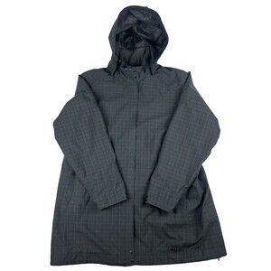 REI Ski Jacket Women Size 1XL Black Rain Coat Cinch Zip Snap Lined Pocket